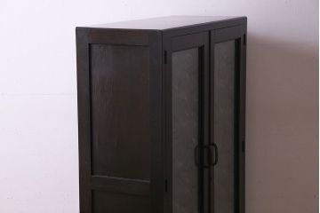 レトロ家具　昭和期　レトロなガラスが魅力のブックケース(本箱、キャビネット)(R-030357)