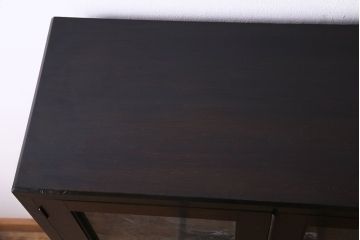 レトロ家具　昭和期　レトロなガラスが魅力のブックケース(本箱、キャビネット)(R-030357)