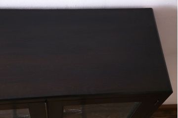 レトロ家具　昭和期　レトロなガラスが魅力のブックケース(本箱、キャビネット)(R-030357)