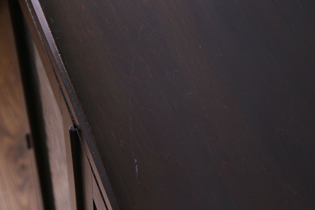 レトロ家具　昭和期　レトロなガラスが魅力のブックケース(本箱、キャビネット)(R-030357)