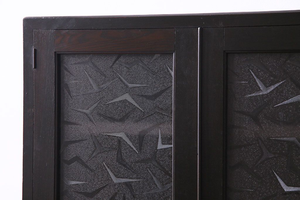 レトロ家具　昭和期　レトロなガラスが魅力のブックケース(本箱、キャビネット)(R-030357)