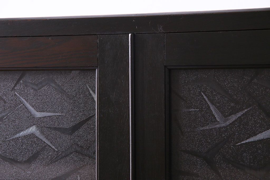 レトロ家具　昭和期　レトロなガラスが魅力のブックケース(本箱、キャビネット)(R-030357)