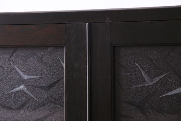 レトロ家具　昭和期　レトロなガラスが魅力のブックケース(本箱、キャビネット)(R-030357)