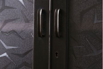 レトロ家具　昭和期　レトロなガラスが魅力のブックケース(本箱、キャビネット)(R-030357)