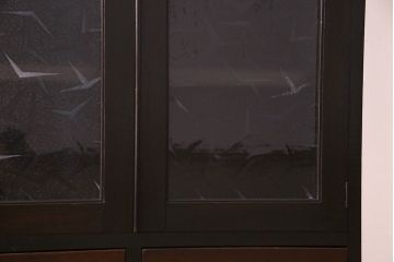 レトロ家具　昭和期　レトロなガラスが魅力のブックケース(本箱、キャビネット)(R-030357)