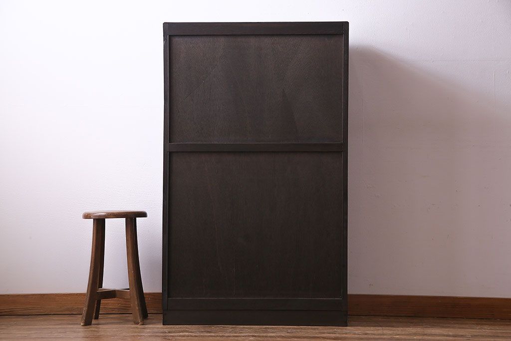 レトロ家具　昭和期　レトロなガラスが魅力のブックケース(本箱、キャビネット)(R-030357)