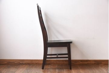中古　北海道民芸家具　HM645　ゆったりとした座り心地のラダーバックチェア(ダイニングチェア、椅子)(1)(R-030362)