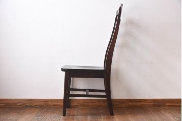 中古　北海道民芸家具　HM645　ゆったりとした座り心地のラダーバックチェア(ダイニングチェア、椅子)(1)(R-030362)
