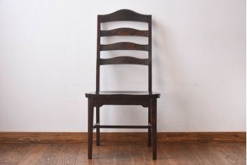 中古　北海道民芸家具　HM645　ゆったりとした座り心地のラダーバックチェア(ダイニングチェア、椅子)(3)(R-030364)