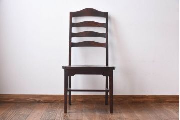 中古　北海道民芸家具　HM645　すっきりとしたデザインのラダーバックチェア(ダイニングチェア、椅子)(1)(R-030366)