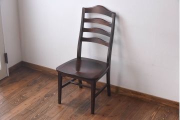 中古　北海道民芸家具　HM645　すっきりとしたデザインのラダーバックチェア(ダイニングチェア、椅子)(1)(R-030366)