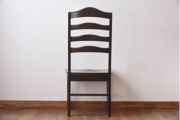 中古　北海道民芸家具　HM645　すっきりとしたデザインのラダーバックチェア(ダイニングチェア、椅子)(1)(R-030366)