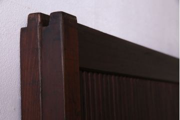 昭和レトロ　板ガラス裏障子留め　花模様ガラス　レトロスタイルの演出におすすめの格子ガラス戸2枚セット(引き戸、ガラス帯戸)(R-030371)