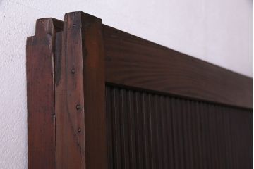 昭和レトロ　板ガラス裏障子留め　花模様ガラス　レトロスタイルの演出におすすめの格子ガラス戸2枚セット(ガラス帯戸、引き戸)(1)(R-030376)