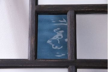 大正ロマン　ペイント　色ガラス シックな雰囲気漂うガラス戸2枚セット(引き戸)(R-030383)