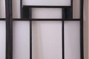 大正ロマン　ペイント　色ガラス シックな雰囲気漂うガラス戸2枚セット(引き戸)(R-030383)