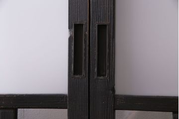 大正ロマン　ペイント　色ガラス シックな雰囲気漂うガラス戸2枚セット(引き戸)(R-030383)