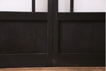 大正ロマン　ペイント　色ガラス シックな雰囲気漂うガラス戸2枚セット(引き戸)(R-030383)