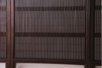 昭和初期　裏障子付き　縦桟が上品でモダンな印象の帯格子戸4枚セット(引き戸、建具)(R-030384)