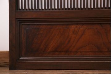 昭和初期　裏障子付き　縦桟が上品でモダンな印象の帯格子戸4枚セット(引き戸、建具)(R-030384)