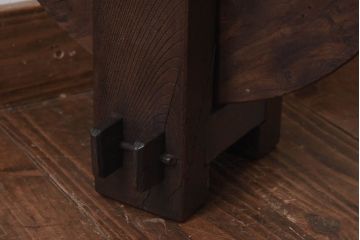 アンティーク雑貨　和製アンティーク　総ケヤキ材　古い木の風合いが味わい深い滑車(R-030386)