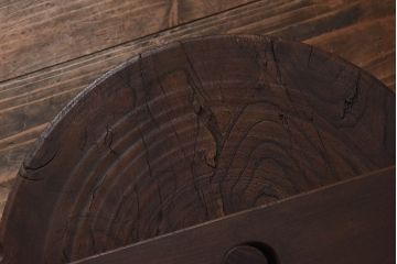 アンティーク雑貨　和製アンティーク　総ケヤキ材　古い木の風合いが味わい深い滑車(R-030386)