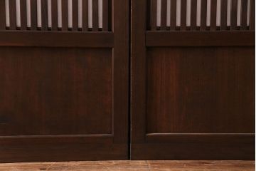 昭和初期　裏障子付き　和の繊細な雰囲気が漂う帯格子戸4枚セット(引き戸、ガラス戸)(R-030387)