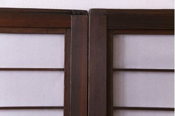 昭和初期　裏障子付き　和の繊細な雰囲気が漂う帯格子戸4枚セット(引き戸、ガラス戸)(R-030387)