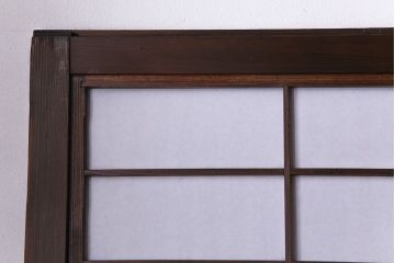 昭和初期　裏障子付き　和の繊細な雰囲気が漂う帯格子戸4枚セット(引き戸、ガラス戸)(R-030387)