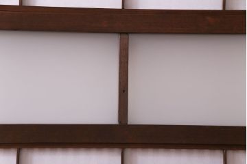 昭和初期　裏障子付き　和の繊細な雰囲気が漂う帯格子戸4枚セット(引き戸、ガラス戸)(R-030387)