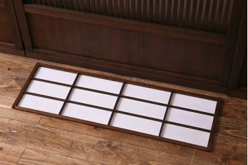昭和初期　裏障子付き　和の繊細な雰囲気が漂う帯格子戸4枚セット(引き戸、ガラス戸)(R-030387)