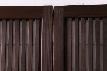 昭和初期　裏障子付き　和の繊細な雰囲気が漂う帯格子戸4枚セット(引き戸、ガラス戸)(R-030387)