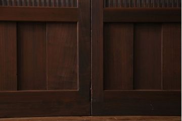 昭和初期　板ガラス裏障子留め　オリジナルガラス　市松模様のガラスがモダンな印象のガラス帯戸4枚セット(ガラス戸、引き戸、帯戸)(R-030389)