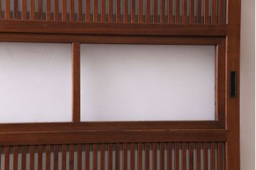 昭和初期　板ガラス裏障子留め　細身の桟と裏ガラスが美しい格子戸(ガラス帯戸、ガラス戸、引き戸、建具)(R-030392)