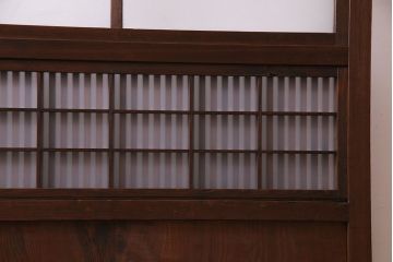 昭和初期　板ガラス裏障子留め　細身の桟と裏ガラスが美しい格子戸(ガラス帯戸、ガラス戸、引き戸、建具)(R-030392)