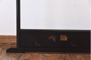 アンティーク雑貨　昭和初期　植物と蝶の絵があしらわれた二つ折り衣桁(着物掛け)(R-030401)