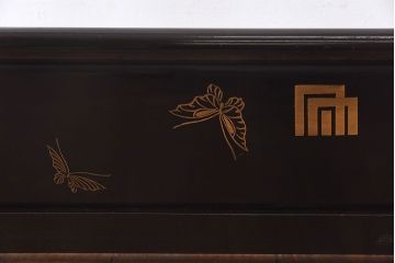 アンティーク雑貨　昭和初期　植物と蝶の絵があしらわれた二つ折り衣桁(着物掛け)(R-030401)