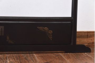 アンティーク雑貨　昭和初期　植物と蝶の絵があしらわれた二つ折り衣桁(着物掛け)(R-030401)