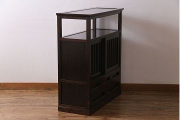 中古　松本民芸家具　530型　和の雰囲気が魅力的な茶タンス(茶箪笥、飾り棚)(定価約36万3千円)(R-030402)