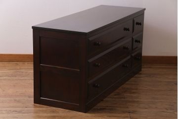 ビンテージ　松本民芸家具　リメイク　品良く仕上げてくれるローチェスト(引き出し、和タンス)(1)(R-030407)