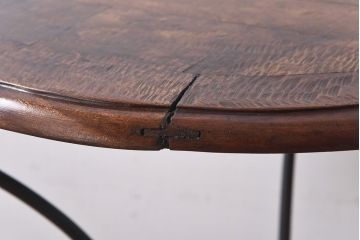 アンティーク家具　パーケットの天板がおしゃれなサイドテーブル(ラウンドテーブル、ガーデンテーブル)(2)(R-030410)