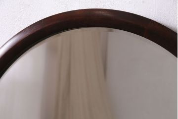 中古美品　松本民芸家具　丸型一面鏡ドレッサー・南京小椅子セット(定価合わせて約45万円)(R-030415)