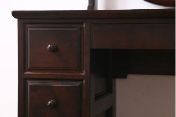 中古美品　松本民芸家具　丸型一面鏡ドレッサー・南京小椅子セット(定価合わせて約45万円)(R-030415)