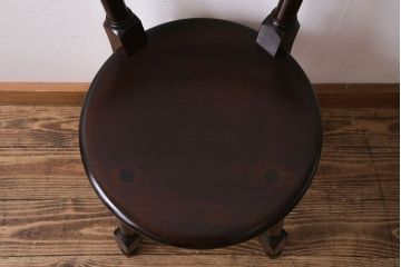 中古美品　松本民芸家具　丸型一面鏡ドレッサー・南京小椅子セット(定価合わせて約45万円)(R-030415)