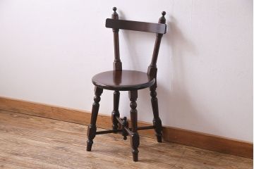 中古美品　松本民芸家具　丸型一面鏡ドレッサー・南京小椅子セット(定価合わせて約45万円)(R-030415)