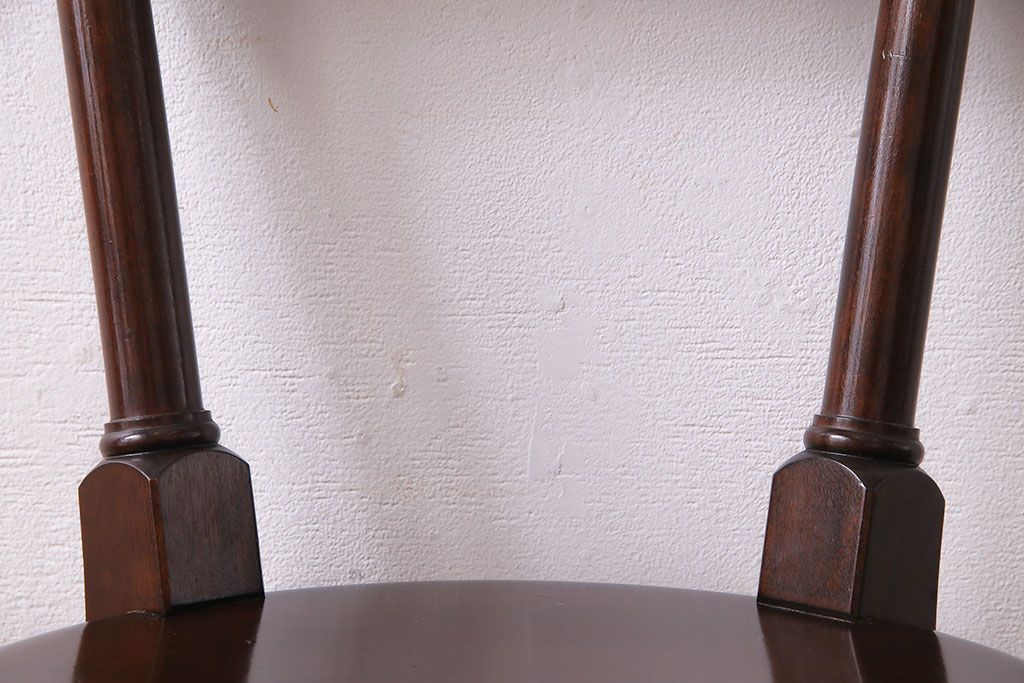 中古美品　松本民芸家具　丸型一面鏡ドレッサー・南京小椅子セット(定価合わせて約45万円)(R-030415)