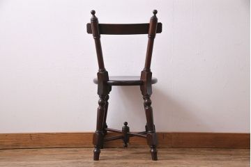 中古美品　松本民芸家具　丸型一面鏡ドレッサー・南京小椅子セット(定価合わせて約45万円)(R-030415)
