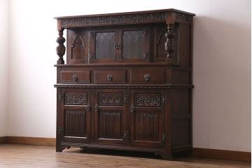 中古　old charm(オールドチャーム) 存在感抜群のカップボード(食器棚、キャビネット)(R-030416)