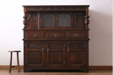 中古　old charm(オールドチャーム) 存在感抜群のカップボード(食器棚、キャビネット)(R-030416)