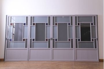 ペイント建具　色ガラス　淡いカラーに色ガラスが映えるガラス戸4枚セット(引き戸、建具)(R-030419)